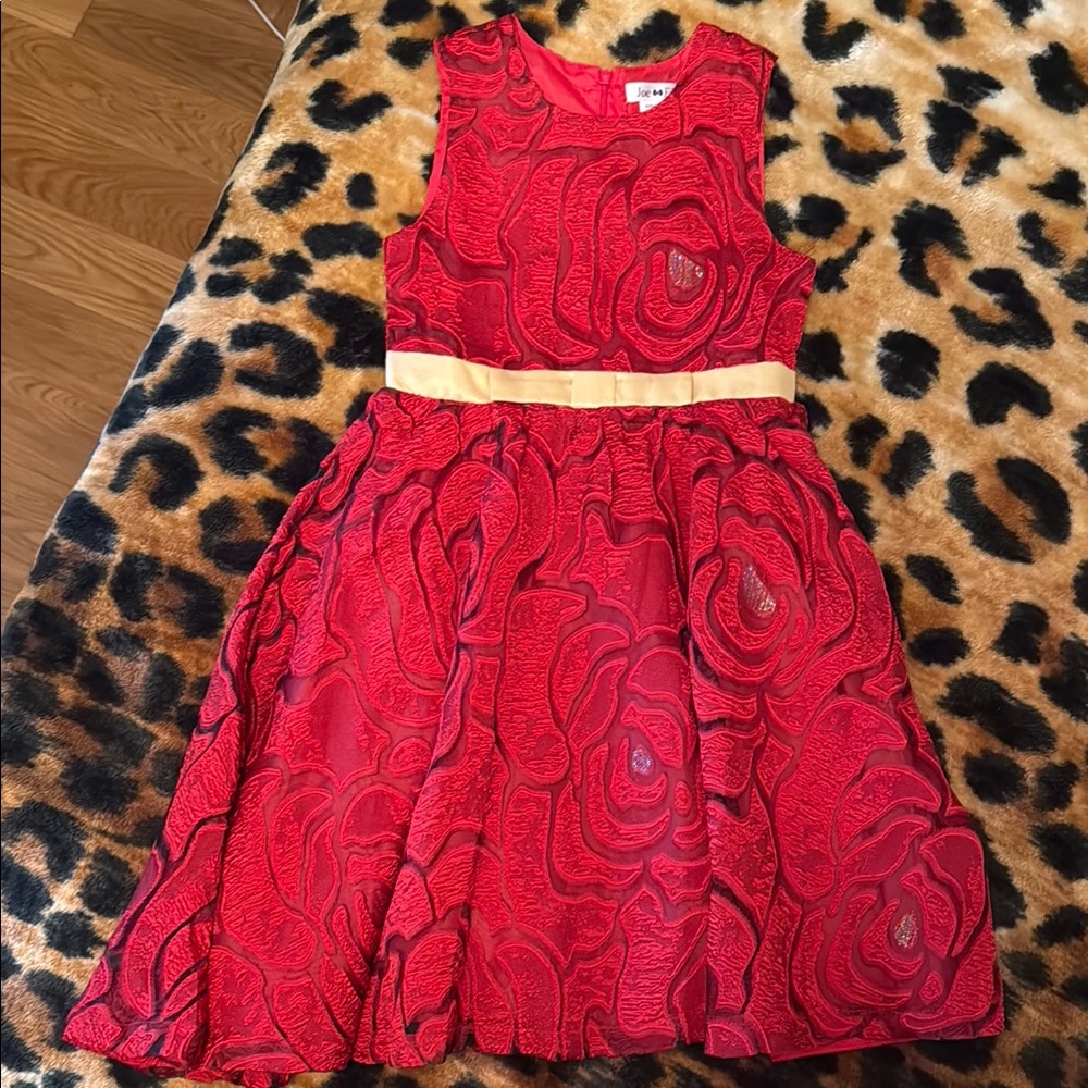 Red Ruffled Tiered Fit and Flare Dress